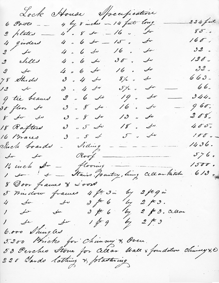 D&R Canal House Specs; CantorCollection; c1833 D&R Canal House Specs; CantorCollection; c1833