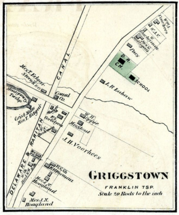 Griggstown - 1873; Somerset County Wall Map by FW Beers