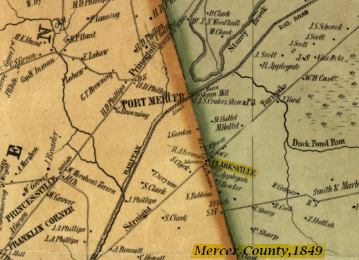 Mercer Countty Wall Map; 1849 Mercer Countty Wall Map; 1849