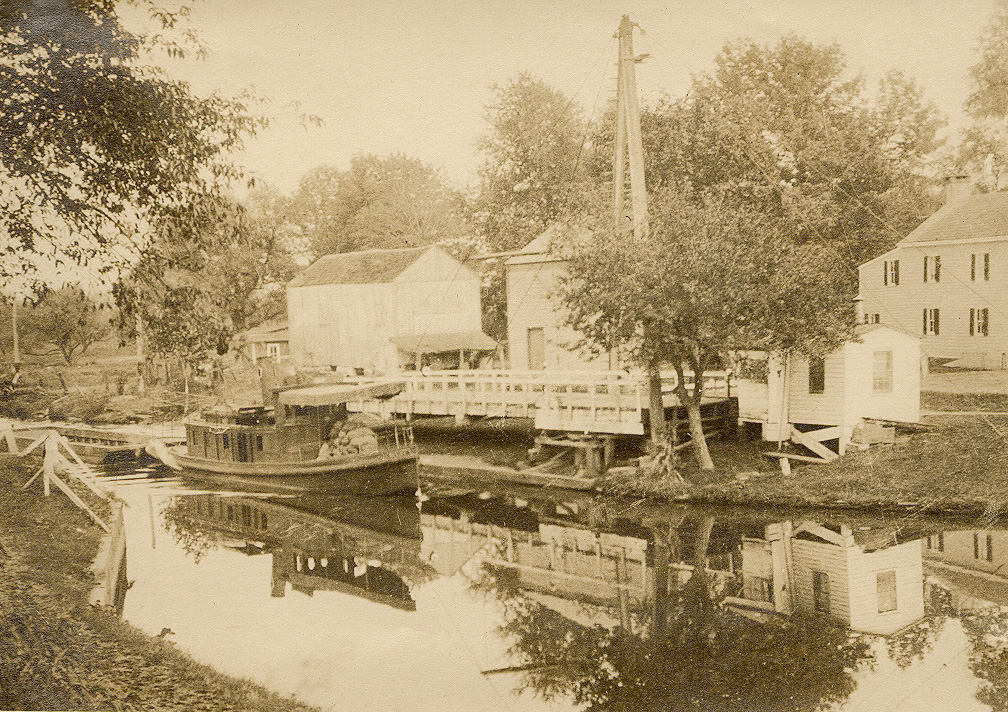 Open A-Frame Swing Bridge at Port Mercer; c. 1915 Open A-Frame Swing Bridge at Port Mercer; c. 1915