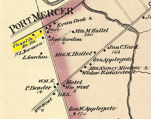 Crop of the 1875 Everts and Stewarts Map Showing Port Mercer Crop of the 1875 Everts and Stewarts Map Showing Port Mercer
